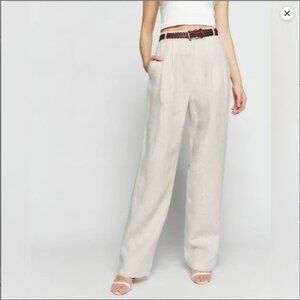 Reformation Mason Linen Pant in Oatmeal